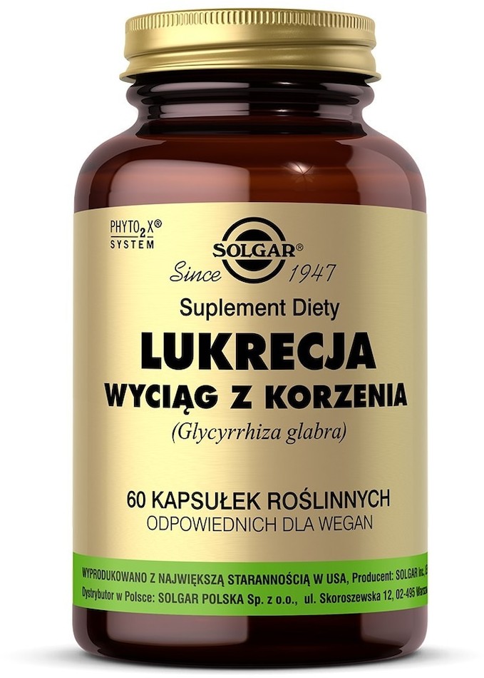 Solgar Lukrecja wyciąg z korzenia 60 kapsułek