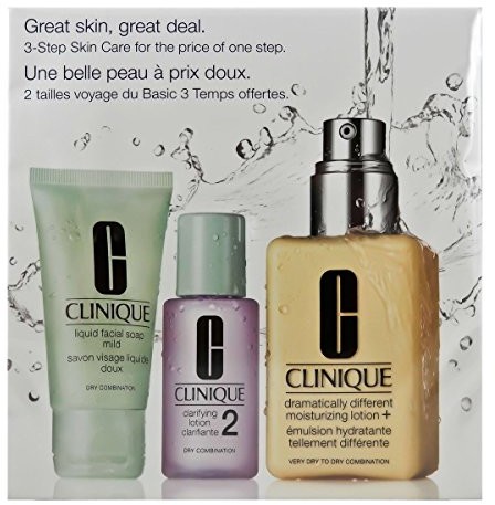 Clinique Great Skin Start Here zestaw na prezent (liquid Facial Sopa Mild, 30 ML  Clarifying Lotion 2, 30 ML + Dramatically Different Moisturizing Lotion +, 125 ML), 1er Pack (1 X 1 sztuki) 0020714676025
