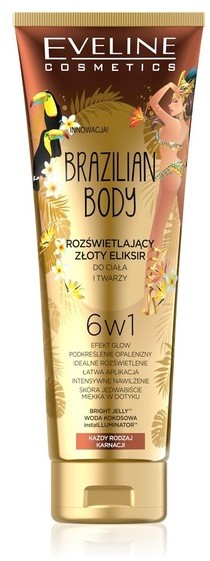 Eveline Brazilian Body Rozświetlający Złoty Eliksir do ciała i twarzy 6w1 100ml