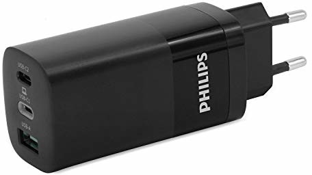 Philips DLP2681/12 - Ładowarka sieciowa o mocy wyjściowej 65 W - Podwójne wyjście USB-A i USB-C-C - czarna DLP2681/12