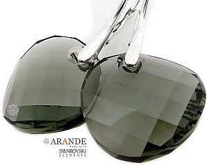 Swarovski Arande piękne kolczyki BLACK DIAMOND SREBRO 2085747149