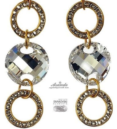 Swarovski SPECIAL Kolczyki COMET TWIST ZŁOTE SREBRO