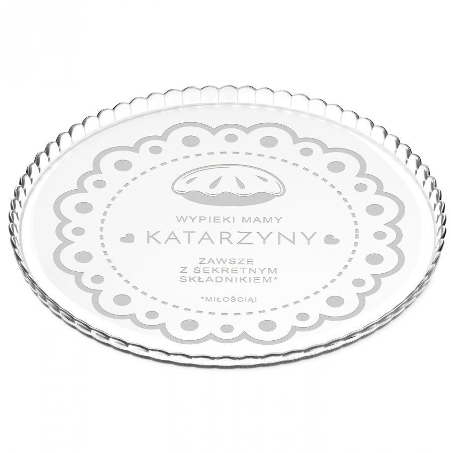 Murrano Patera szklana na ciasto bez nóżki grawer sekretny składnik miłość dl PATR2-025