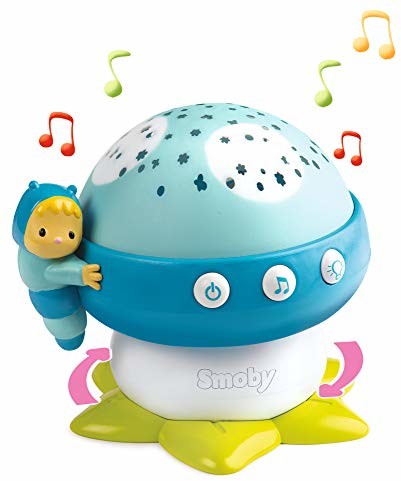 Smoby 110118 Cotoons lampka nocna w kształcie grzyba z muzyką, zabawka, lampka nocna dla niemowląt, niebieska