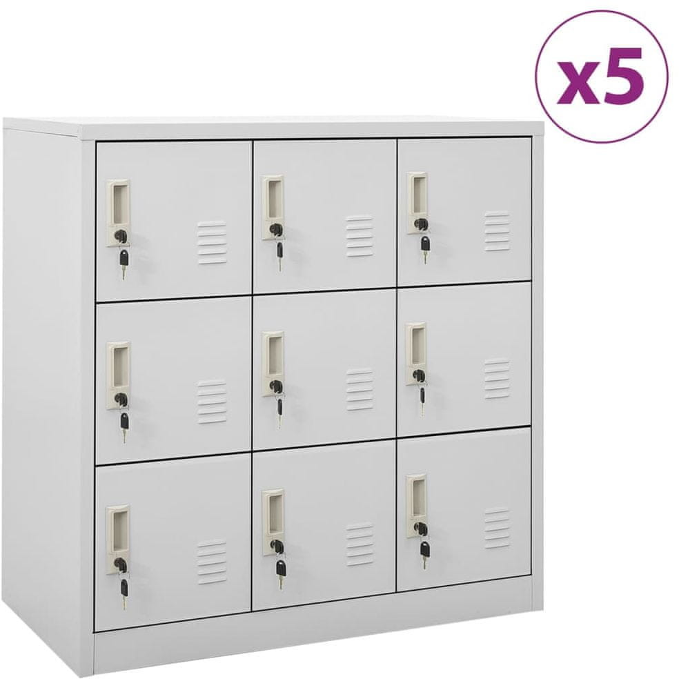 shumee Szafki zamykane 5 szt. jasnoszare 90x45x92,5 cm stalowe