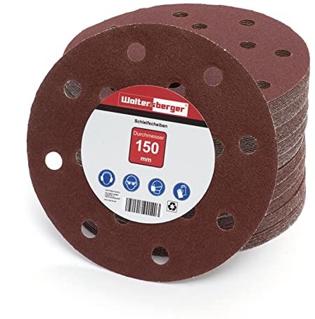 Woltersberger Woltersberger 50 sztuk ściernic mimośrodowych  150 mm | ziarnistość P400 | 15 otworów w kolorze czerwonym | optymalne szlifowanie, wszechstronne zastosowanie | papier ścierny na rzep WOB0435-50A