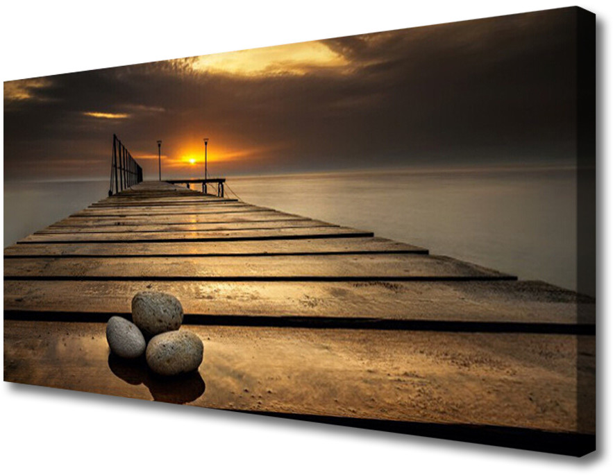PL Tulup Obraz Canvas Morze Molo Zachód Słońca 100x50cm