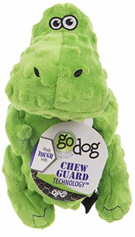 Go Dog Dinos T-Rex with CHEW Guard Technology Tough Plush Dog Toy, Large, Green