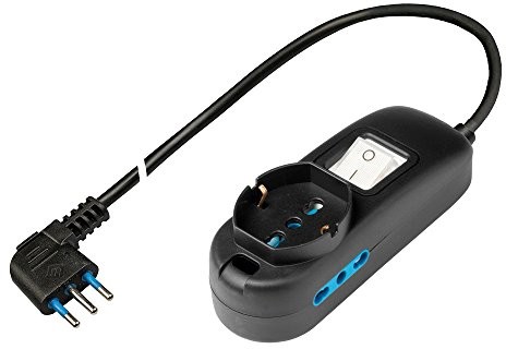 Polypool Poly Pool pp2505.2 X L listwa zasilająca z 2 gniazdami, 1 wtyczka P40 PLURISTANDARD, duża wtyczka zajmująca niewiele miejsca 16 A, kabel i przełącznik, 3500 W, czarna PP2505.2XL