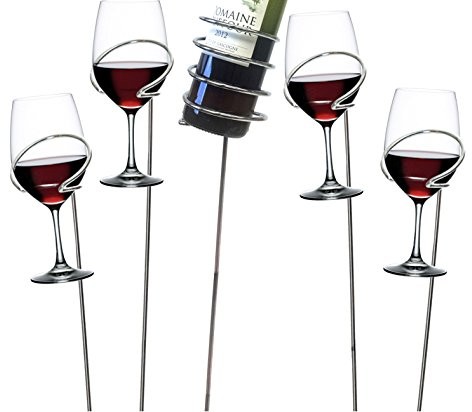 Mind Reader 'Picnic' basto ncini portabottiglie zestaw portabottiglie, E di 5 pezzi WSTIX5-SIL