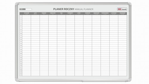 Allboards Planer ROCZNY suchościeralny magnetyczny 120x90 cm PL129Y