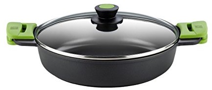 BRA Prior niskie garnek z pokrywką szklaną i uchwytami silikonowe, 28 cm A400528