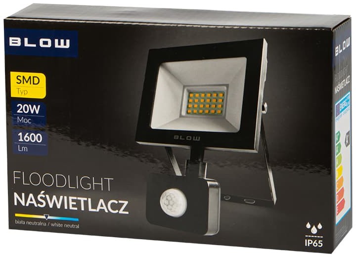 Lampa halogen LED/PIR SMD 20W św.b.neut 71-560#