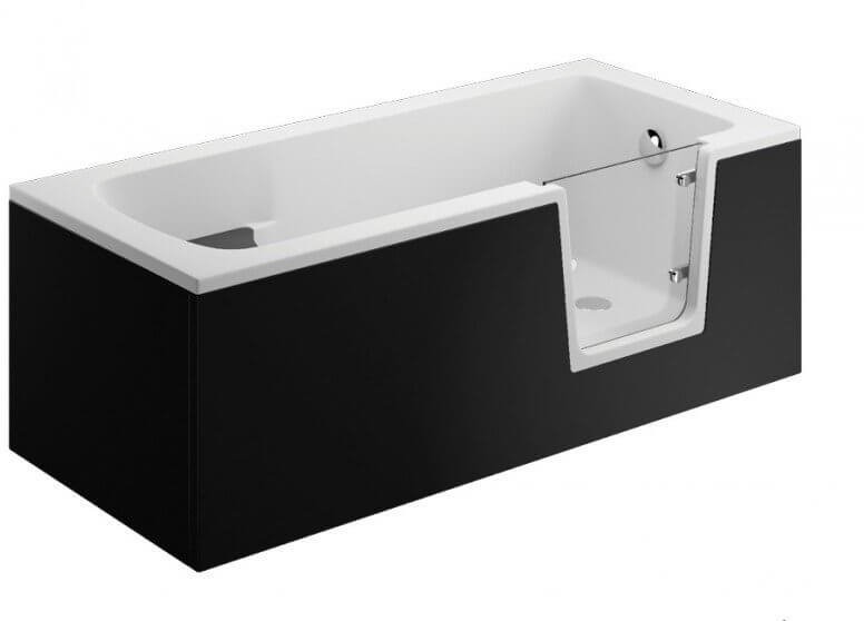 Polimat Wanna akrylowa dla osób niepełnosprawnych z drzwiczkami Avo 150x75 cm Black