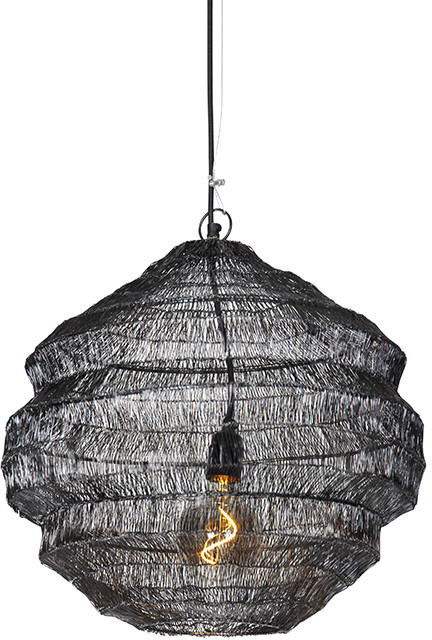 QAZQA Orientalna lampa wisząca czarna 45 cm x 40 cm - Vadi
