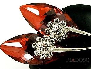 Swarovski piękne kolczyki RED NAVETTE NOWE!