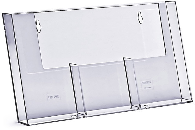 Stojak na ulotki 3 x DL / A6 plexi odlewany do powieszenia 3W110H