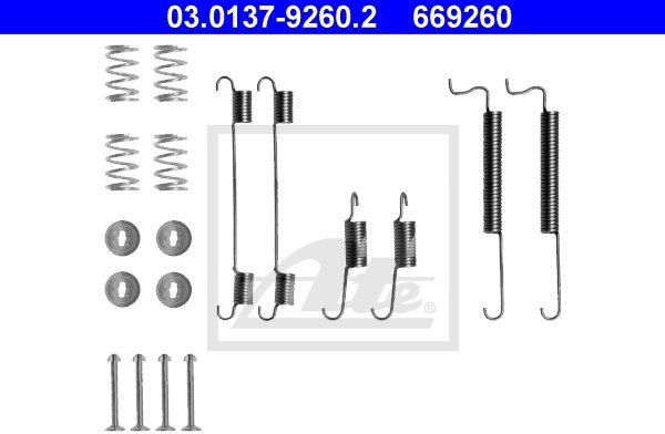 ATE ZESTAW INSTALACYJNY SZCZĘK 03.0137-9260.2 CHEVROLET SPARK 1.0 SX 09- DAEWOO MATIZ 1.0 03