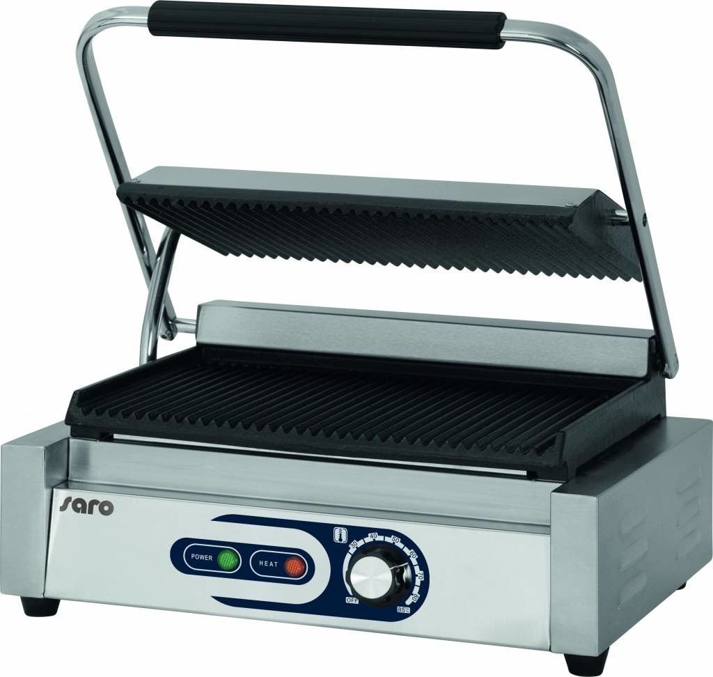 Saro Elektryczny grill kontaktowy PG 1B | ryflowany | 50 - 300 °C | 2200W | 230V | 440x410x(H)190mm 443-1005