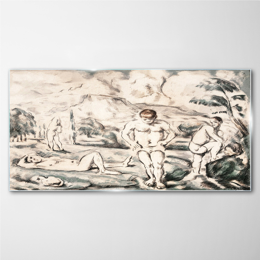 PL Coloray Obraz na Szkle Rysunek Krajobraz Drzewa 140x70cm