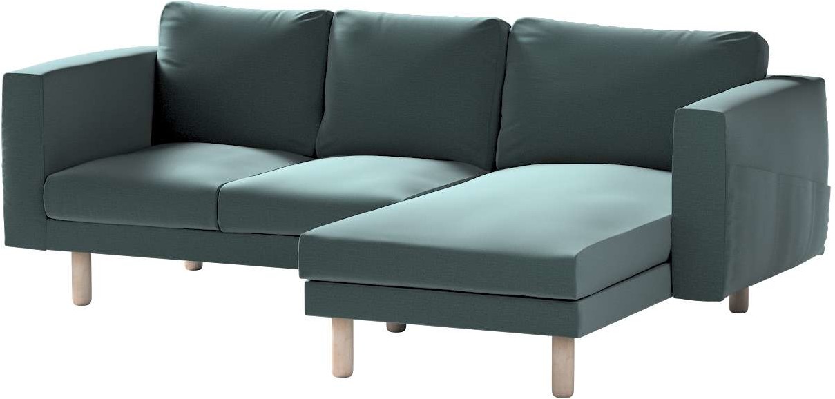 Dekoria pl pl Pokrowiec na sofę Norsborg 3-osobową z szezlongiem zgaszony szmaragd welwet 231 x 88/157 x 85 cm Ingrid 1026-705-36
