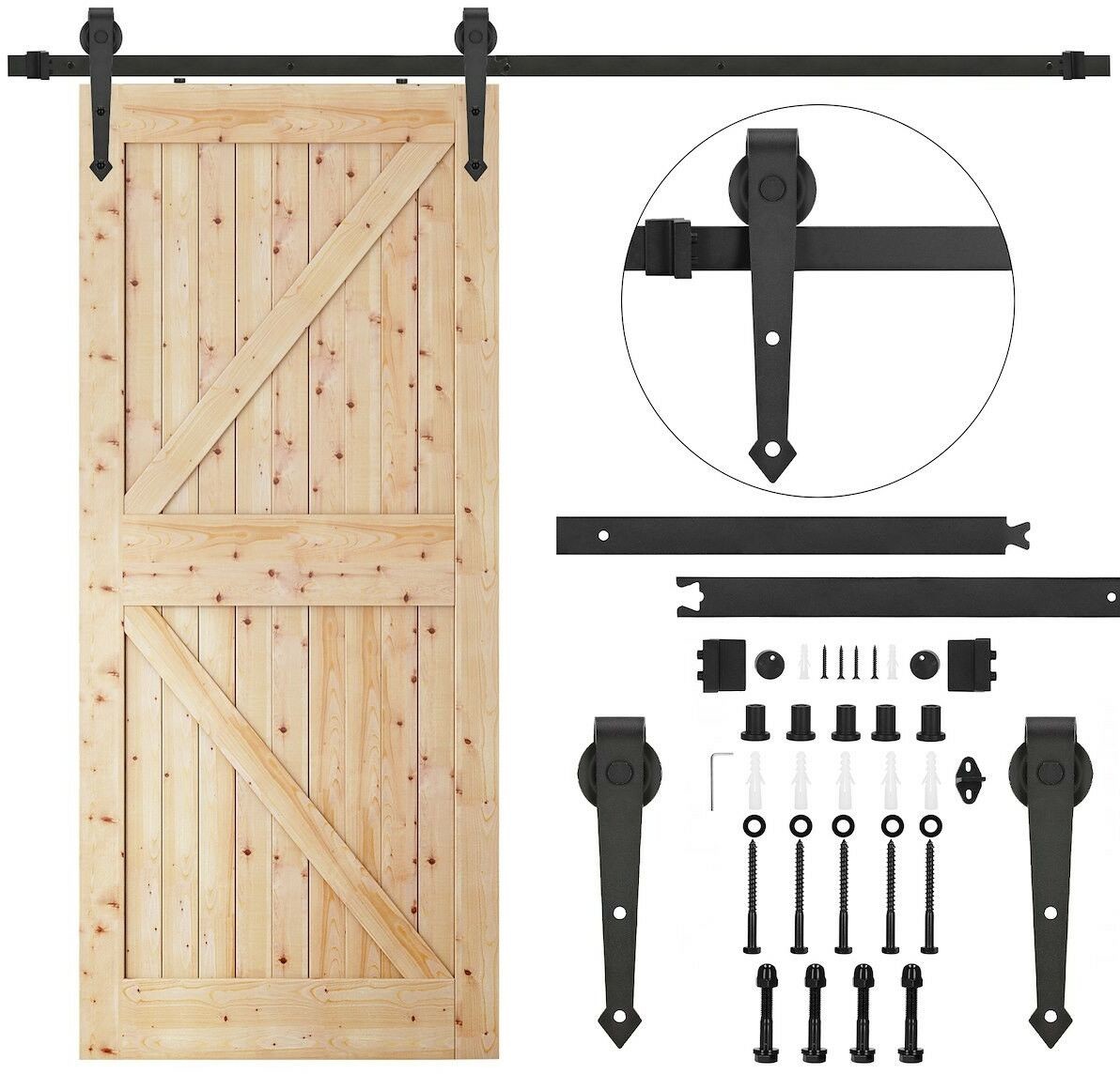 System drzwi przesuwnych 200 cm barn door, prowadnica z ozdobnymi okuciami do 100 kg czarny HA5003