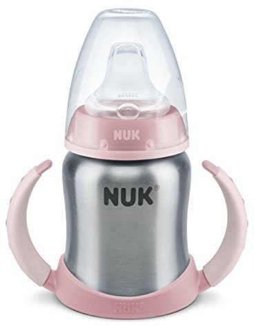 NUK Learner Cup, korpus butelki z wysokiej jakości stali szlachetnej, trwały i higieniczny, 1 sztuka, 125 ml Rosa