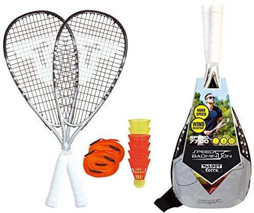 Talbot Torro męska Speed 7700, wysokiej jakości zestaw kompletny zestaw, 2 Grafitowy-Composite rackets 58, 5 cm Speed Badminton o dużej mocy, wielokolorowa, One Size 490117