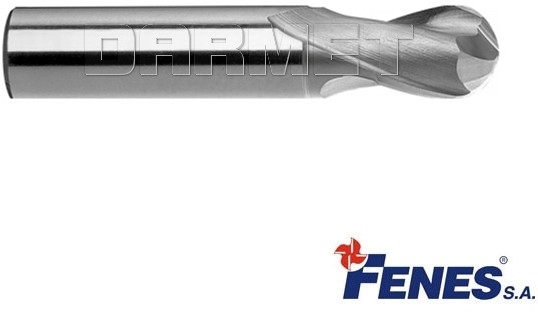 FENES Frez trzpieniowy 2-ostrzowy, krótki z czołem kulistym z chwytem walcowym DIN327-B KR, HSS-E - 6MM - FEN_0641-552-102-735