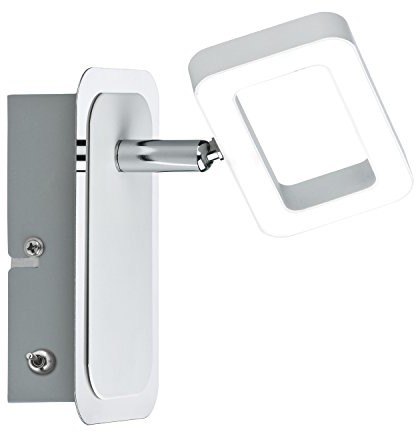 Paulmann 1-punktowa LED świecą 66638 A + + to D, reflektor Frame, metalowy, 4.5 W, biały mat/chrom, 13.1 x 8.80 x 14 cm 66638