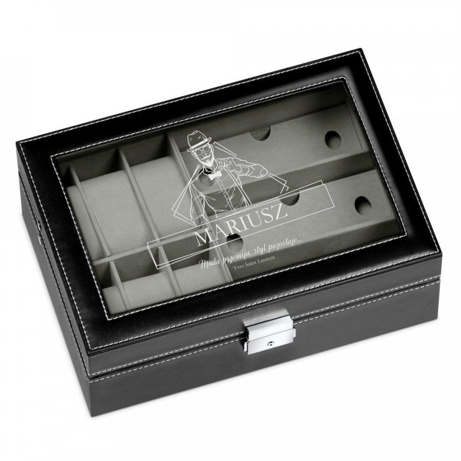Murrano Szkatułka na Zegarki i Okulary GRAWER Styl dla Niego SZKT-ZG-OK-019