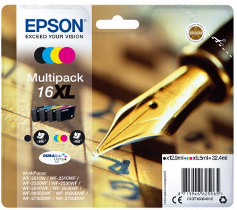 Epson Komplet Tuszy Oryginalnych Epson T1636 WorkForce WF-2530WF WF-2520NF WF-2510WF T1636