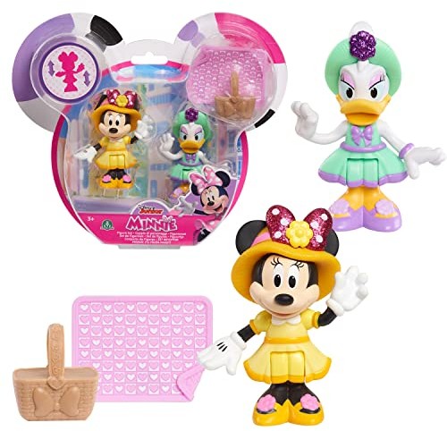 MICKEY&MINNIE Minnie, 2 figurki przegubowe 7,5 cm z akcesoriami, motyw Tea Party, zabawka dla dzieci od 3 lat, Mcn174 MCN174