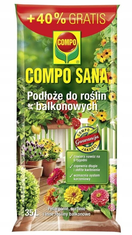 Compo Ziemia Podłoże Do Roślin Balkonowych 35L 40%