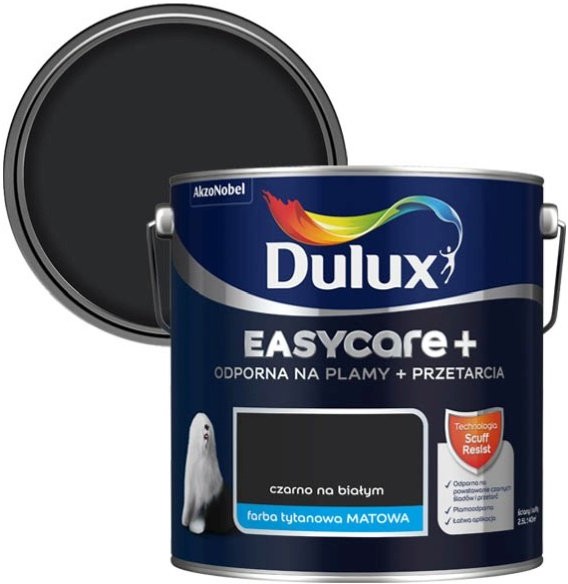 Dulux Farba EasyCare+ czarno na białym 2,5 l 5511518
