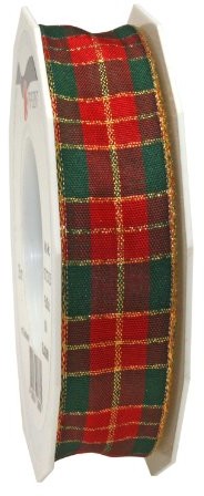 Pattberg Na prezent 25 MM 25 m Glasgow  pasek do zegarka z drutu, złotej krawędzi, czerwony/zielony 5732525-609