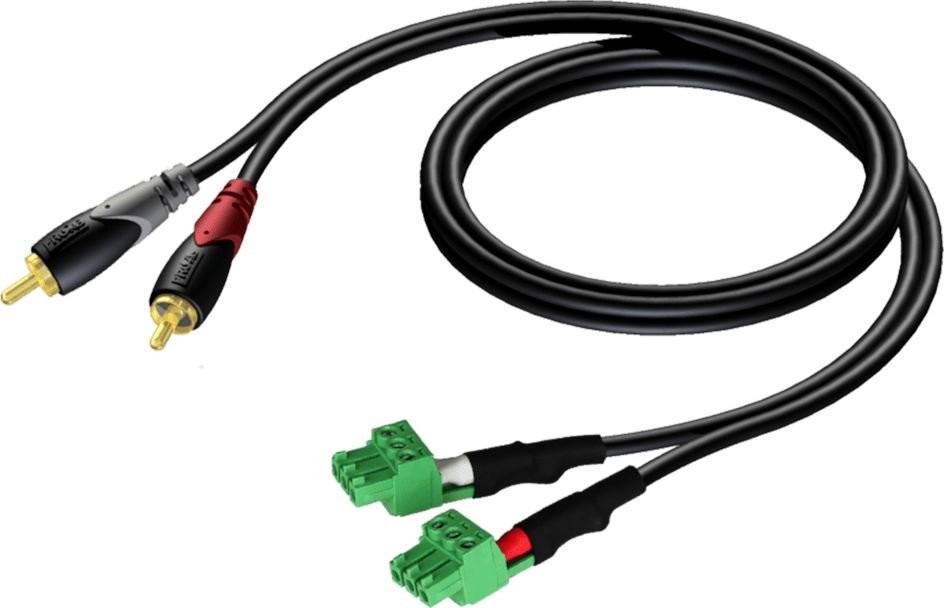 Procab Kabel CLA832/1 2 x RCA/Cinch 2 x terminal block 3p 3.81mm 1 meter CLA832/1