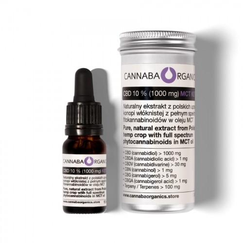 Cannaba Organics Destylowany olej pełne spektrum 10% CBD+MCT (1000 mg/10 ml) 5902198162018