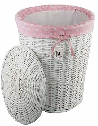 DVier Kosz na pranie wiklina Biały D.32 h.42 cm 22 WRD-A