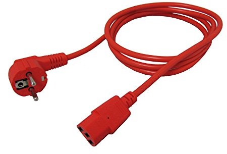 ROLINE 19081010 przewód zasilający, tuleja prosta IEC-, 1,8 m Czerwony