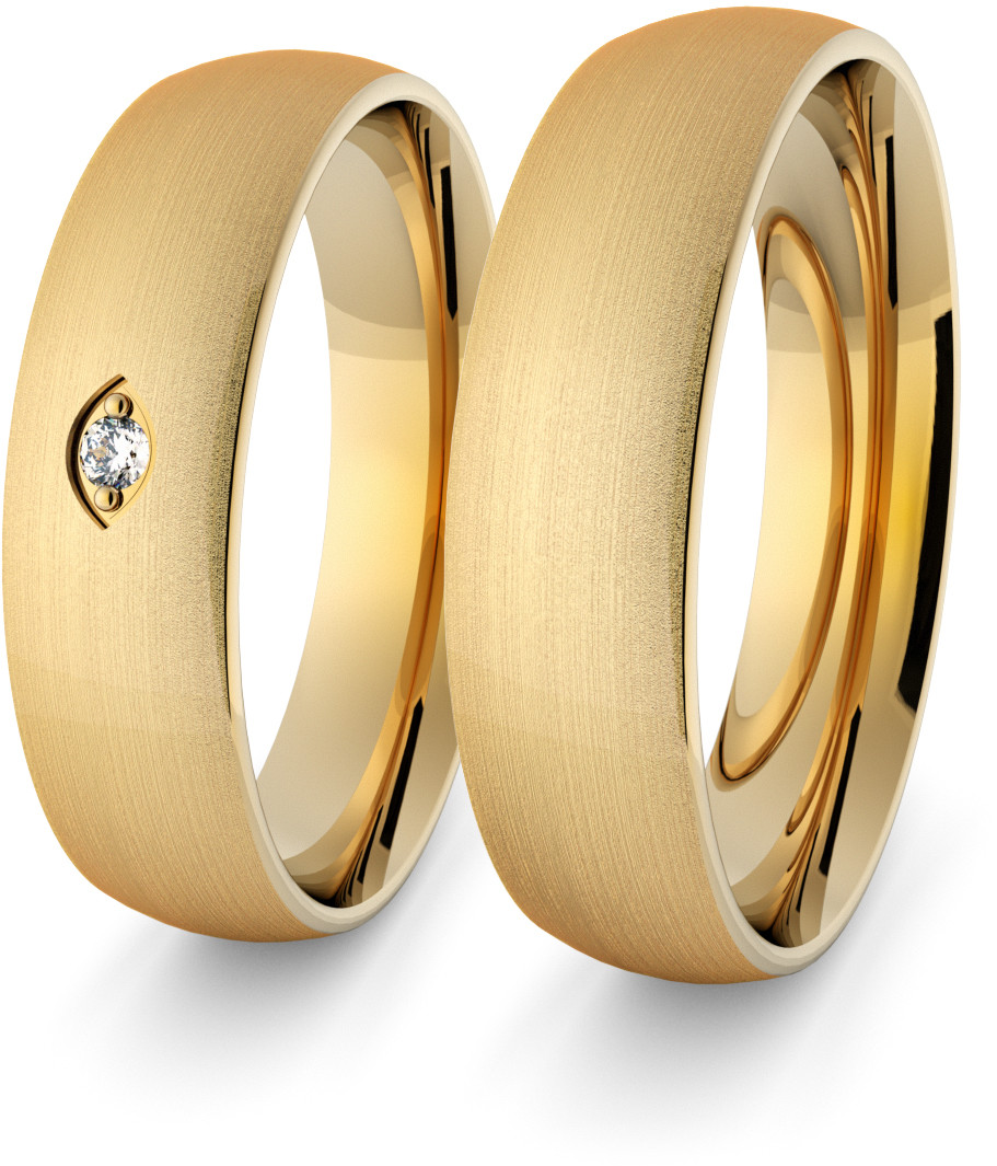 Eminence Obrączki ślubne klasyczne 5 mm z brylantem - 48 Au-classic-5-48