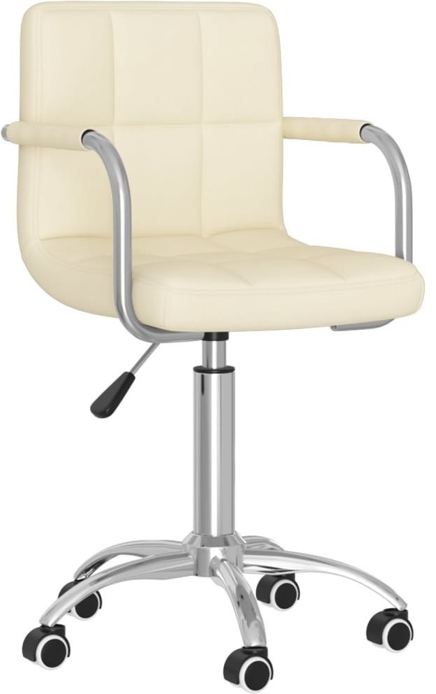 vidaXL Lumarko Obrotowe krzesło stołowe, kremowe, tapicerowane tkaniną 3087971