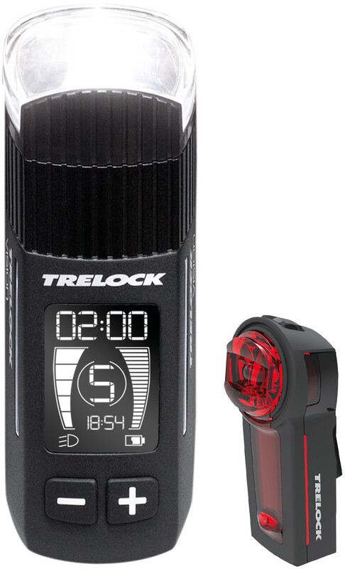 Trelock LS 760 Vision/LS 740 Vector Signal USB Battery Light Set, czarny 2022 Lampki na baterie zestawy 8005571