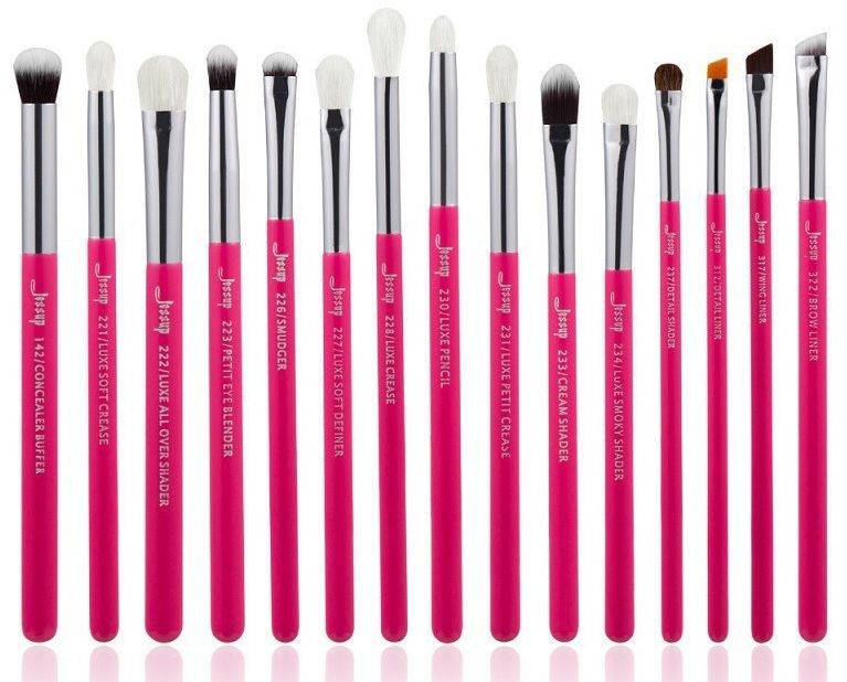 Jessup Jessup Zestaw 15 Pędzli do Oczu T197 Rose Carmin/Silver JESS-T197-15