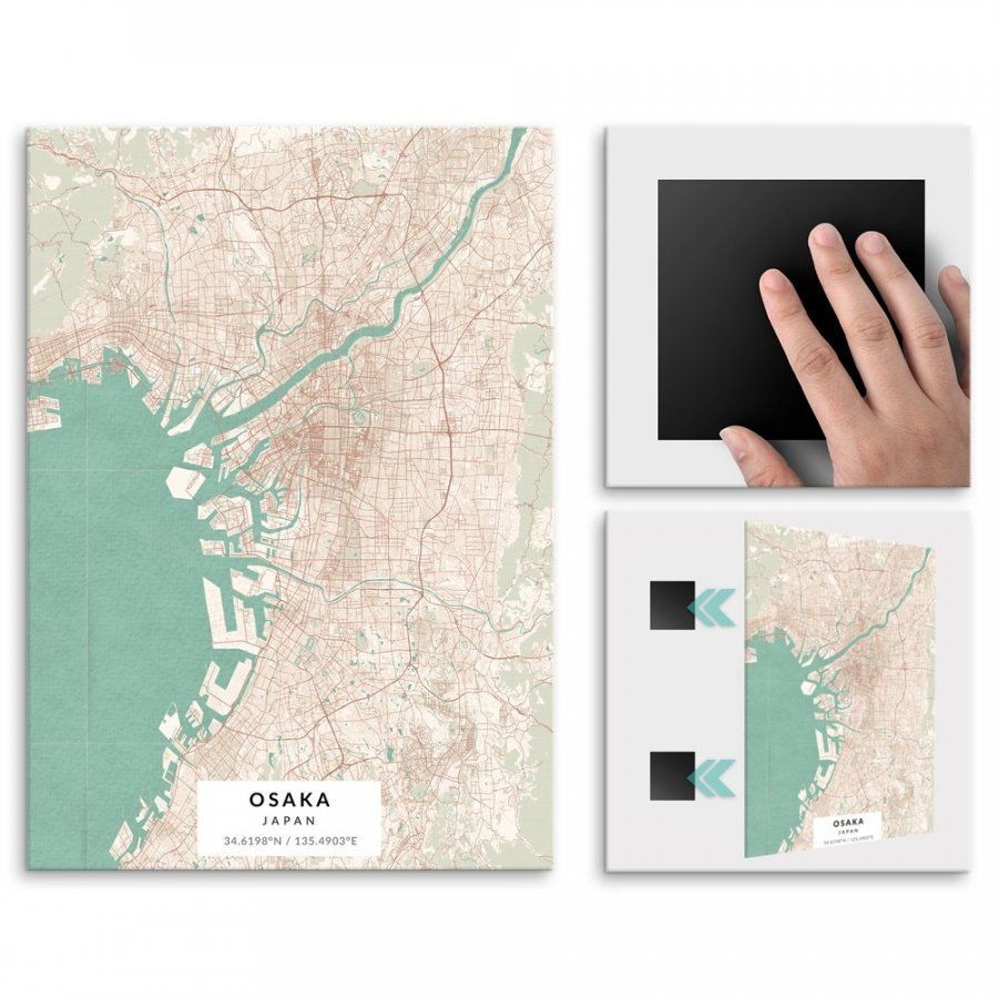 Pix4home Plakat metalowy Mapa Vintage Osaka L POS-L-03600
