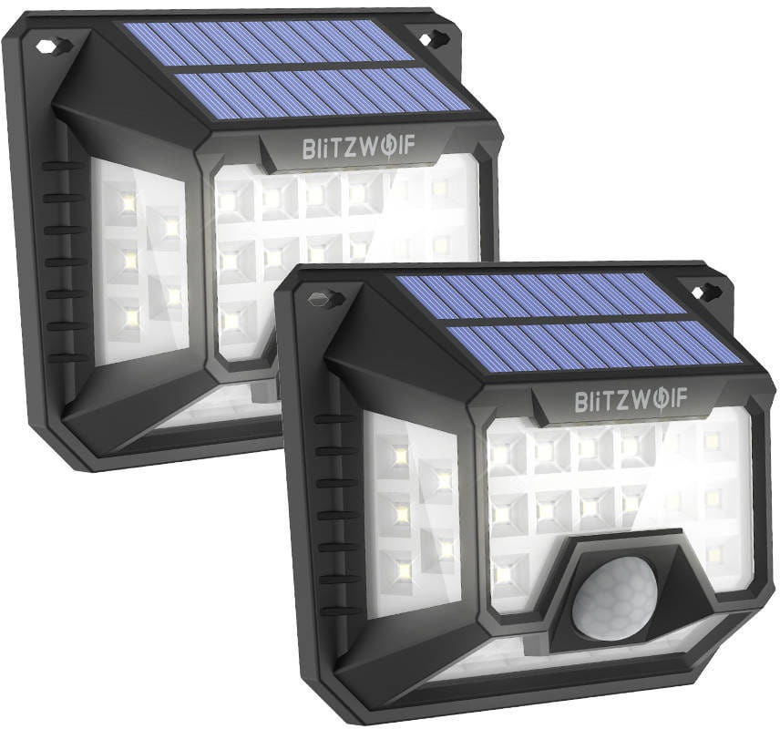 Blitzwolf Zewnętrzna lampa solarna LED Blitzwolf BW-OLT3 z czujnikiem zmierzchu i zmierzchu, 1200mAh (2 sztuki) BLZ289
