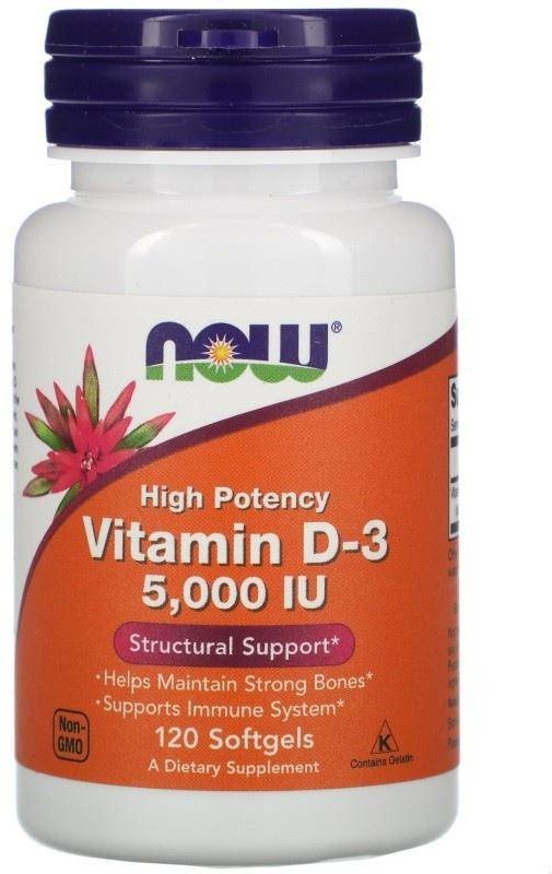 Now Foods Witamina D3 5000 IU 125 mcg (120 kaps.)