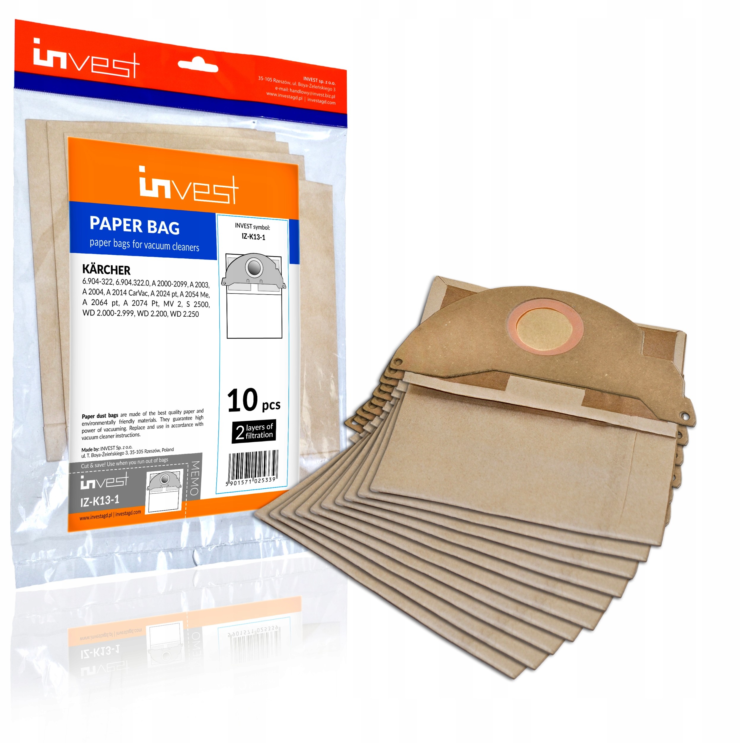 Karcher 10x Worki Papierowe Do Odkurzacza MV2, WD2