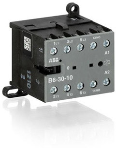 ABB Stycznik mini B6-30-10-80; Moc znamionowa: 4kW przy 400V; Napięcie cewki: 220-240V AC; Styki główne: 3NO; Styk pomocniczne: 1NO; GJL1211001R8100 B6/30/220V