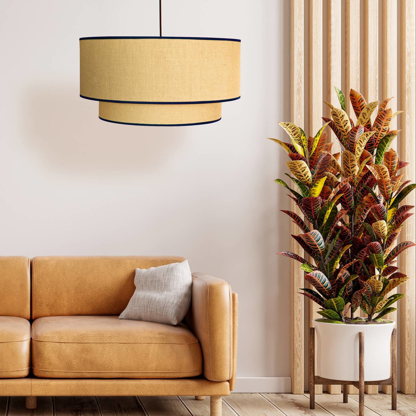 Euluna Lampa wisząca Boho jute & black 45cm 1-punktowa